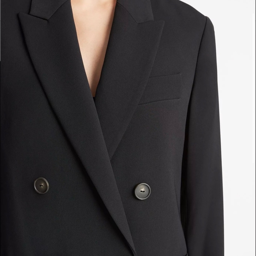 Vince Crepe Black Double-Breasted Blazer - Picture 2 of 7